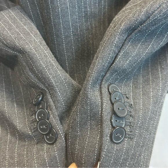 Anthropologie Maeve 80s Boxy Blazer Jacket in grey micro pinstripe Sz L NWOT - Picture 6 of 12